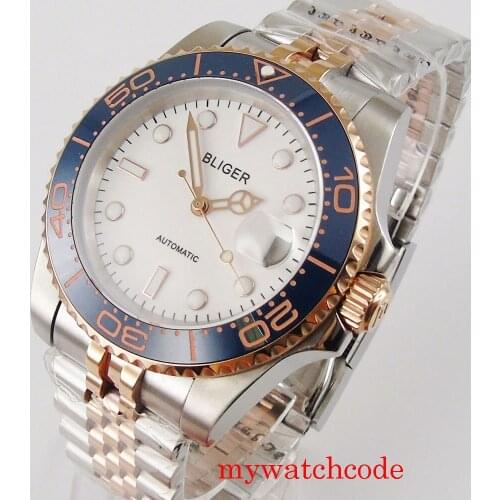 NH35 MIYOTA 8215 Automatic Movement 40mm Mens Wristwatch Sapphire Crystal Jubilee Strap Auto Date Rotating Bezel