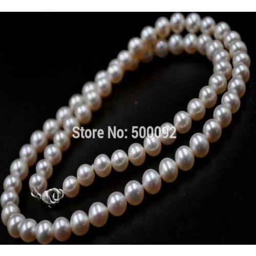 Stunning 6mm near round cultured pearl necklace free shipping