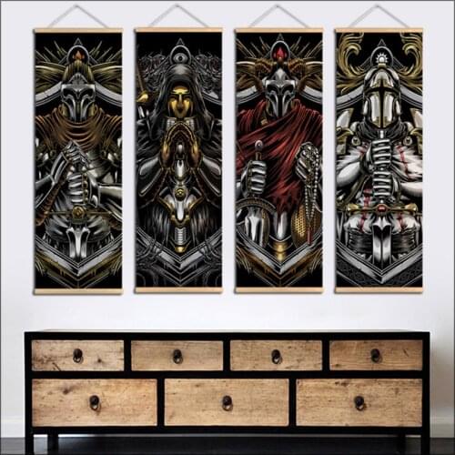Industrial style Knight poster decoration canvas restaurant poster bar mural warrior mural picture scroll hanging picture