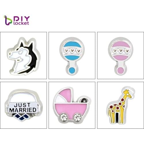 10pcs Mix Style Floating Charms Zinc Alloy Fit Floating Lockets & Floating Locket Bracelet LSFC014-683