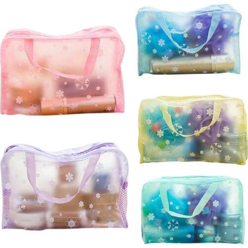 Portable Waterproof Transparent Zipper Makeup Cosmetic Toiletry Storage Wash Bag Organizer Essential for Business Travel Supply