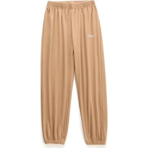 Sanderala Women Warm Sleep Pants Elastic Waist Fitness Homewear Knitted Bottoms Solid Drawstring Loose Casual Soft Underwear