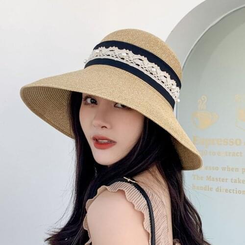 Wide Brim Beach Hats For Women Large Straw Hat UV Protection Foldable Sun Shade Hat Wholesale Dropshipping