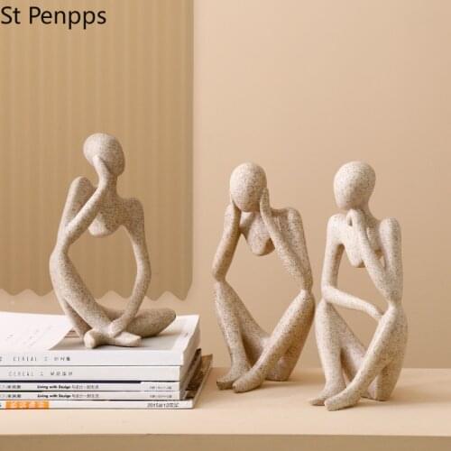 Modern European Style Resin Abstract Thinker Statue For Decoration Simple Sculpture Figurine Hotel Office Home Decor 1pcs