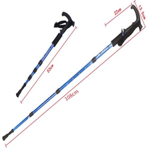T-handled Mountaineering Stands Bend-handled Crutches Essential Outdoor walking cane telescopic baton stick hike pin hiking poll