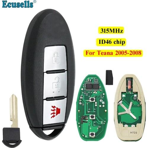 3 Buttons Keyless Entry Smart Remote Key Fob 315MHz with ID46 chip for Nissan Teana 2005-2008 with insert small key