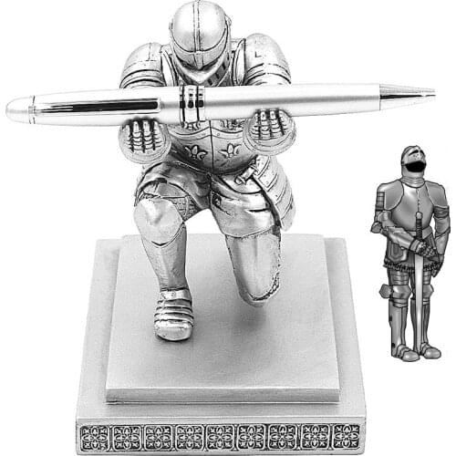 Vintage decorative pen holder Cool Executive Knight Pen Holder Knight-Kneeling Pen Holder Stand for School Office Stationery