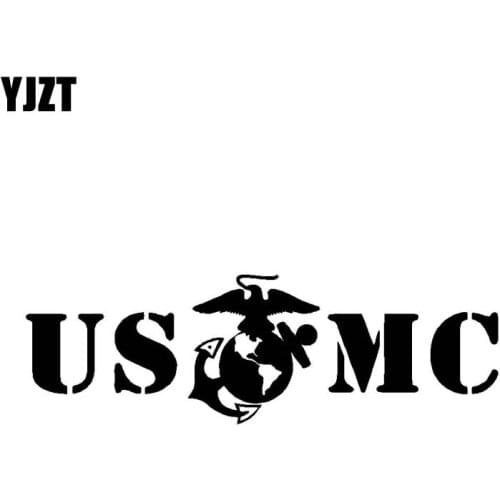 YJZT 15.6CM*4.9CM USMC Vinyl Decal Military Emblem Car Sticker Black/Silver C3-0079