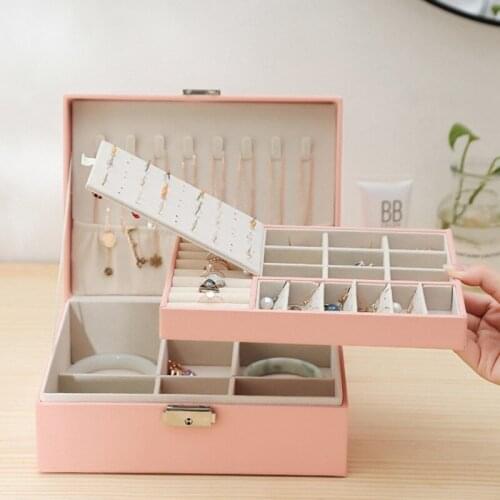 High Capacity Leather Jewelry Box Travel Jewelry Organizer Multifunction Necklace Earring Ring Storage Box Women Gifts