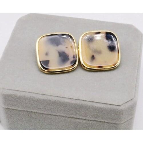 Square Alloy Leopard Resin Popular Sweet Earring For Women
