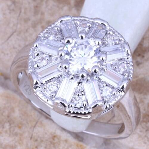 Splendid White CZ Silver Plated Womens Jewelry Ring Size 5 / 6 / 7 / 8 / 9 R0783