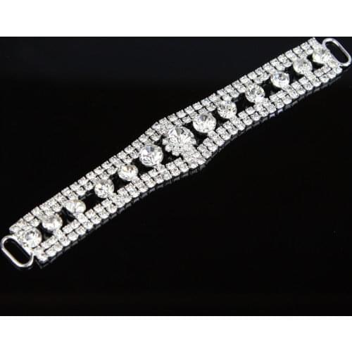 1Piece Crystal Bikini Swimwear Connectors Charm Metal Chain Buttons Crystal Rhinestone Buckle for Swimwear 13x2cm