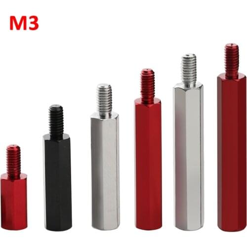 10Pcs M3*L+6mm Pillars Hex Standoff Spacer Screws Nuts Aluminum Alloy Round Single Cylinder Head/Hexagon Pillar