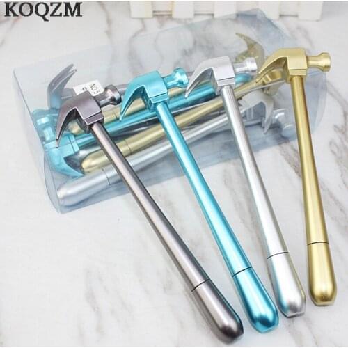 2 Piece Metallic Hammer Tools Stationery Creative Ballpoint Pen Hammer Pen Simulation School Office Supply random color