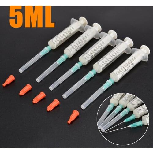 5 Set Measuring Syringes 5ml Disposable Plastic Syringe & 21G Needle & Red Cap For Measuring Mayitr Adhesives & Sealers