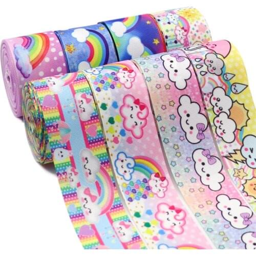 5 Yards 1.5'' 38MM Rainbow Printed Grosgrain Ribbons For Hair Bows DIY Handmade Materials Y2021020301