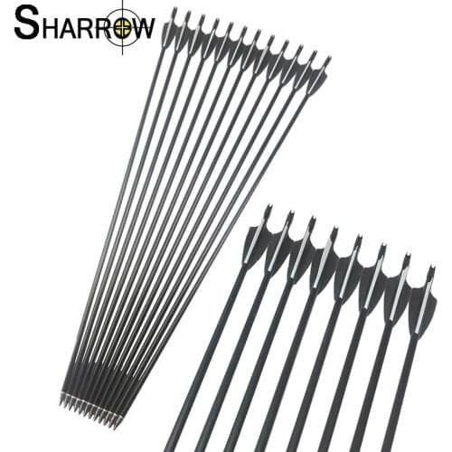 6/12pcs 32" Archery Fiberglass Arrow Spine 500 with Replaceable Arrowheads ID 6mm for Recurve/Compound Bow Shooting Hunting