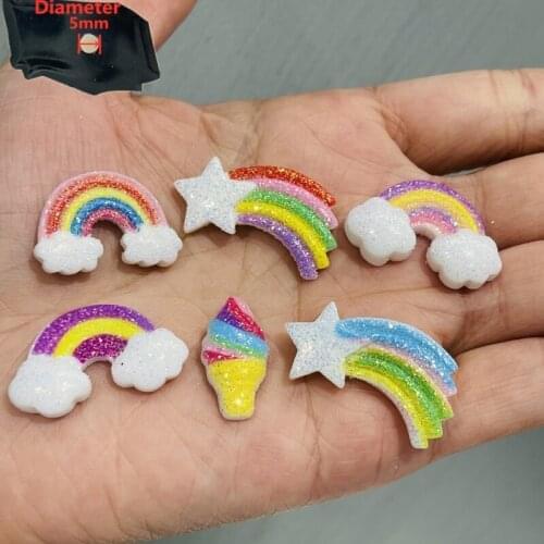 6PCS Resin Cute Cartoon Fridge Magnetic Sticker Colourful Flash Ice Cream Meteor Rainbow Refrigerator Magnets Kitchen Decoration