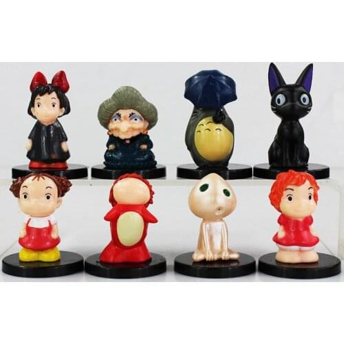 8Pcs/Lot Miyazaki Hayao Movie My Neighbor Totoro Kikis Delivery Service Jiji Princess Mononoke Ponyo PVC Figures
