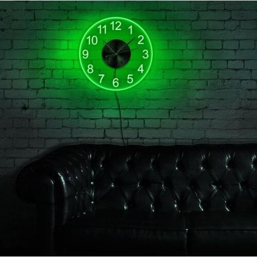 Arabic Numbers Wall Clock with LED Light Minimalist Designed Numbers Hanging Acrylic LED Lighting Wall Watch Night Decor