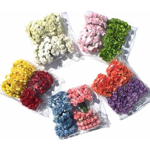Free shipping DIY mini flowers 1.5cm paper rose for scrapbooking,assorted color paper flower,craft paper rose