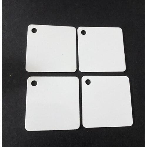 40x40mm DIY Sublimation Dog Tags Heat Transfer Printing Blank Keyring Tags Puppy Pet Cat Sublimation Both-sides White Id Tag