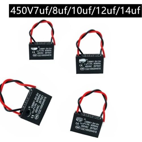 CBB61 450V starting capacitor motor fan air conditioning 7uf 8uf 10uf 12uf 14uf AC Fan Capacitor