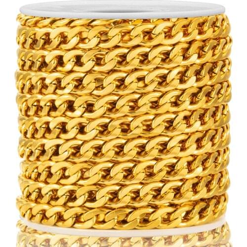 1 Meter Width 7mm Stainless Steel NK 1:1 Cuban Chains For Jewelry Making Accessories DIY Bracelet Womens Mens Necklace Craft