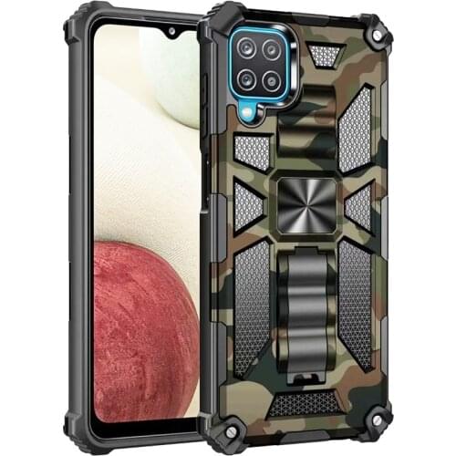 Funda Case for Samsung Galaxy A12 A32 A52 A72 5G S21 Ultra S20 FE A51 A71 Camouflage Armor Coque Bracket Phone Case Cover Capa