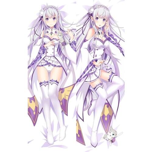 Re:Life In A Bifferent World From Zero Emilia Emiria Pillow Case Cosplay Dakimakura Hugging Body