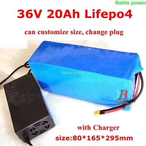36V 20AH Lifepo4 battery with BMS 12s for 1000W 750W electric tricycle bicycle UPS E-moped bike scooter go cart +3A Charger
