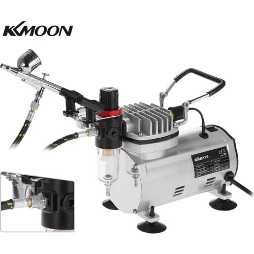 KKmoon AC-18 3 Airbrush Kit Air Compressor Dual-Action Hobby Spray Gun Air Brush Set Tattoo Nail Art Paint Supply Cleaning Brush