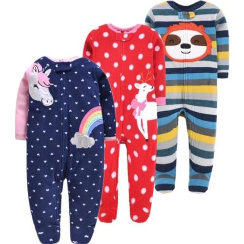 New 2021 Baby Rompers For Girl Clothing Pink Cartoon New Born Baby Clothes One Pieces Pajamas Fleece Newborn Jumpsuit Costume