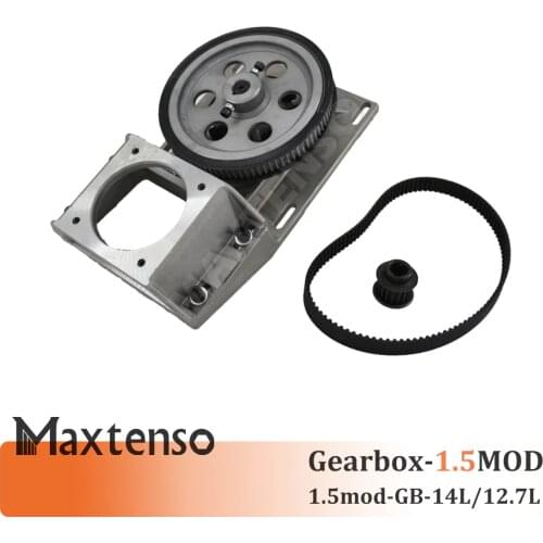 MAXTENSO Premium 1.5mod modulus cnc gear box helical teeth Engraving machine reducer set with pulley belt NEMA34 NEMA23 motor
