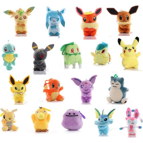 Anime Pokemon Plush Keychains Charmander Squirtle Psyduck Pikachu Stuffed Dolls Baby Plush Toys Gift