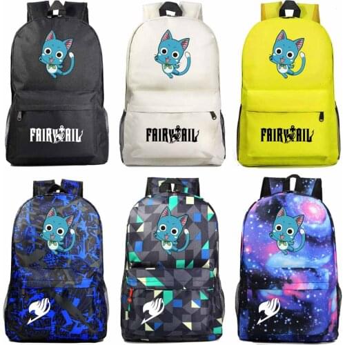 Fashion Multicolor Anime Cartoon Fairy Tail Boy Girl Book School Bag Women Bag Pack Teenagers Schoolbags Men Student Backpack