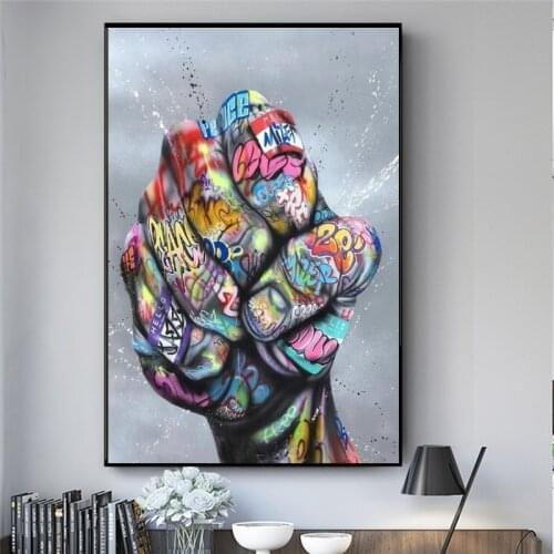 Power of Fist Street Art Posters And Prints Abstract Art Paintings on the Wall Graffiti Art Modern Pictures Home Decor Cuadros