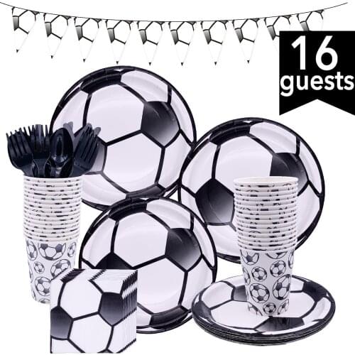 49pcs Football Soccer Theme Kids Birthday Party Decor Set Party Supplies Cup Plate Banner Flags Napkins Birthday Party Supplies