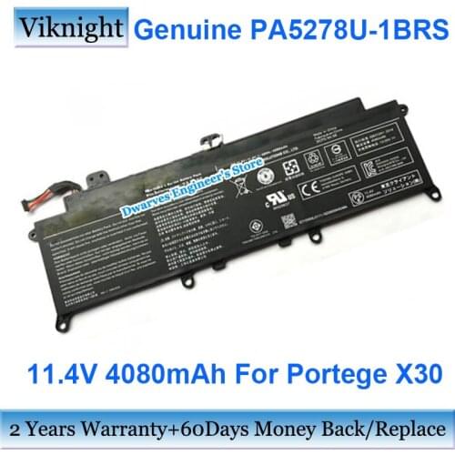 Genuine PA5278U-1BRS 11.4V 4080mAh Laptop Battery For Portege X30 X30-D X30-D-123 Notebook Li-ion Rechargeable Battery Packs