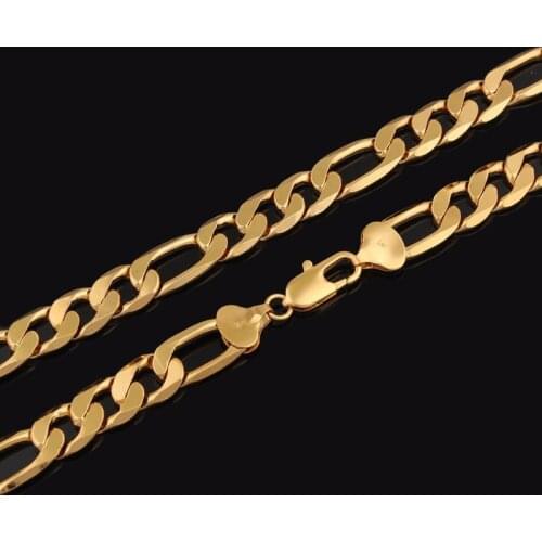 18 k 22 K 24 K Thai Baht Fine Gold Filled Figaro Chain Necklace Made In CHINA -LIFETIME WARRANTY