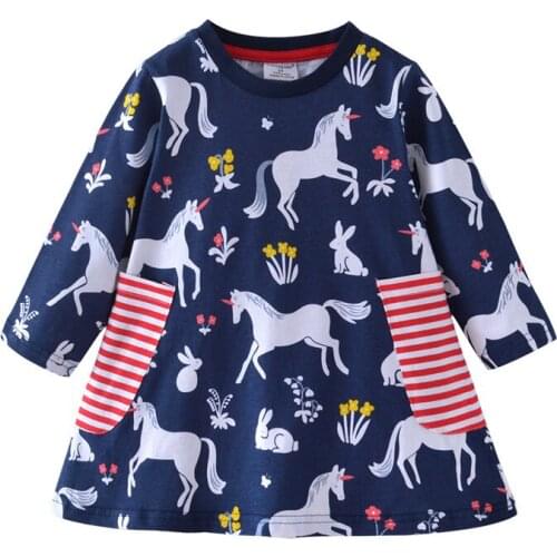 Funnygame Kids Girls Long Sleeve Dress for 2-7T Baby Clothes Cotton Pockets Party Toddler Costume Autumn Spring Girls Dresses