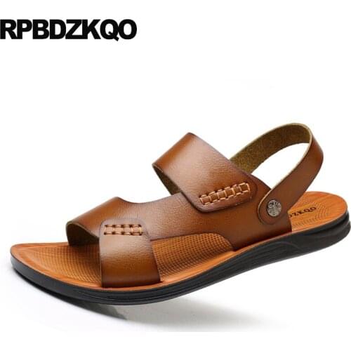 Shoes casual slippers men sandals leather summer outdoor slides flat famous brand beach waterproof designer soft water runway