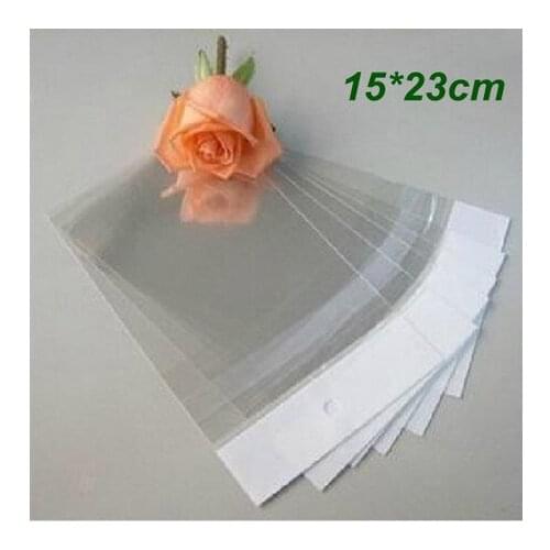 DHL 15cm*23cm Clear Self Adhesive Seal Plastic Bag OPP Poly Bags Packaging Bag For Party With Hanging Hole Wholesale 1000Pcs/Lot
