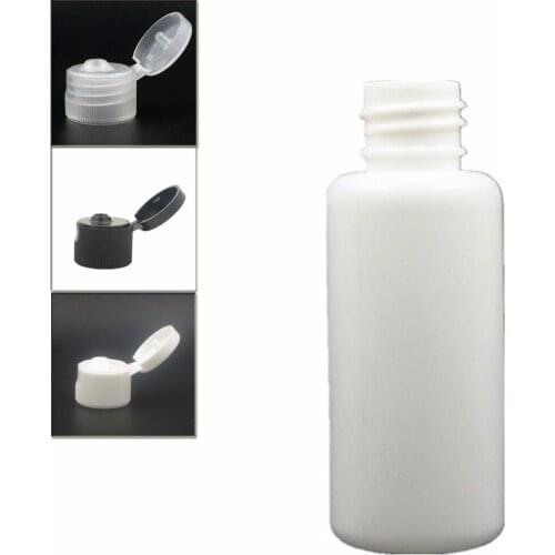 30ml empty Plastic Bottles, white PE bottle with black/transparent/white flip-top cap X 10
