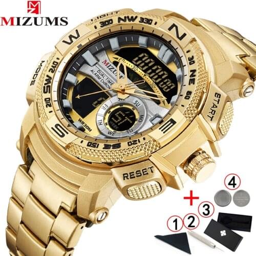 Relogio Masculino 2020 Gold Watch Men Luxury Brand Golden Military Male Watch Waterproof Stainless Steel Digital Wristwatch 2020