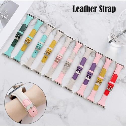 High quality Leather loop Strap for Apple watch band 42mm 38mm woman bands wrist Series 2 3 4 5 6 SE for iWatch 40mm 44mm