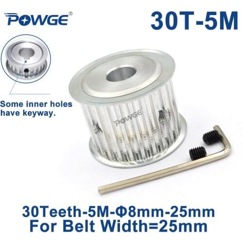 POWGE Arc HTD 5M 30 Teeth Synchronous Timing Pulley Bore 6/8/10/12/14/15/16/19/20mm for Width 25mm HTD5M Belt 30Teeth 30T
