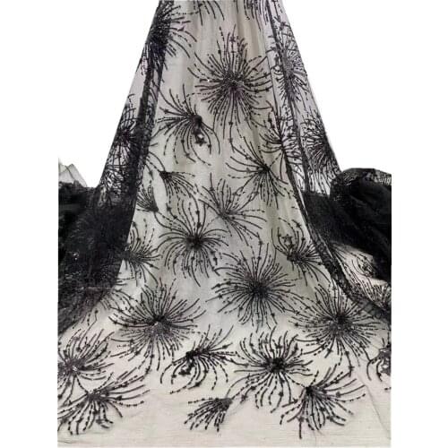 SJ Lace African Lace Fabric With Sequins Nigerian French Lace Fabrics 2021 High Quality Lace Sequined For Wedding Dress jh3-45