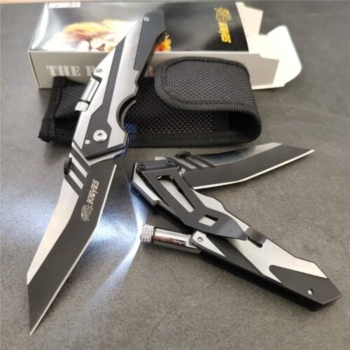 8.3 Inch Knife 55-56HRC Folding Pocket Knife Tactical Camping Multi-function Tool with LED Light, Outdoor Hunting EDC Tool