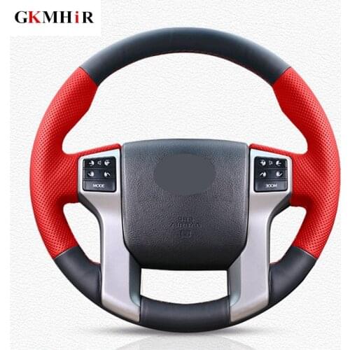 Hand-stitched Black Genuine Leather Car Steering Wheel Cover for Toyota Land Cruiser Prado 2010-2016 Tundra Tacoma 4Runner